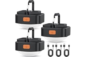 FLY2SKY 3 Pcs Black LED Camping Lights Tent Lights Portable Rechargeable Survival Gear Camping Accessories Camping Equipment for Camping Hiking Backpacking Fishing Hurricane Emergency Outage