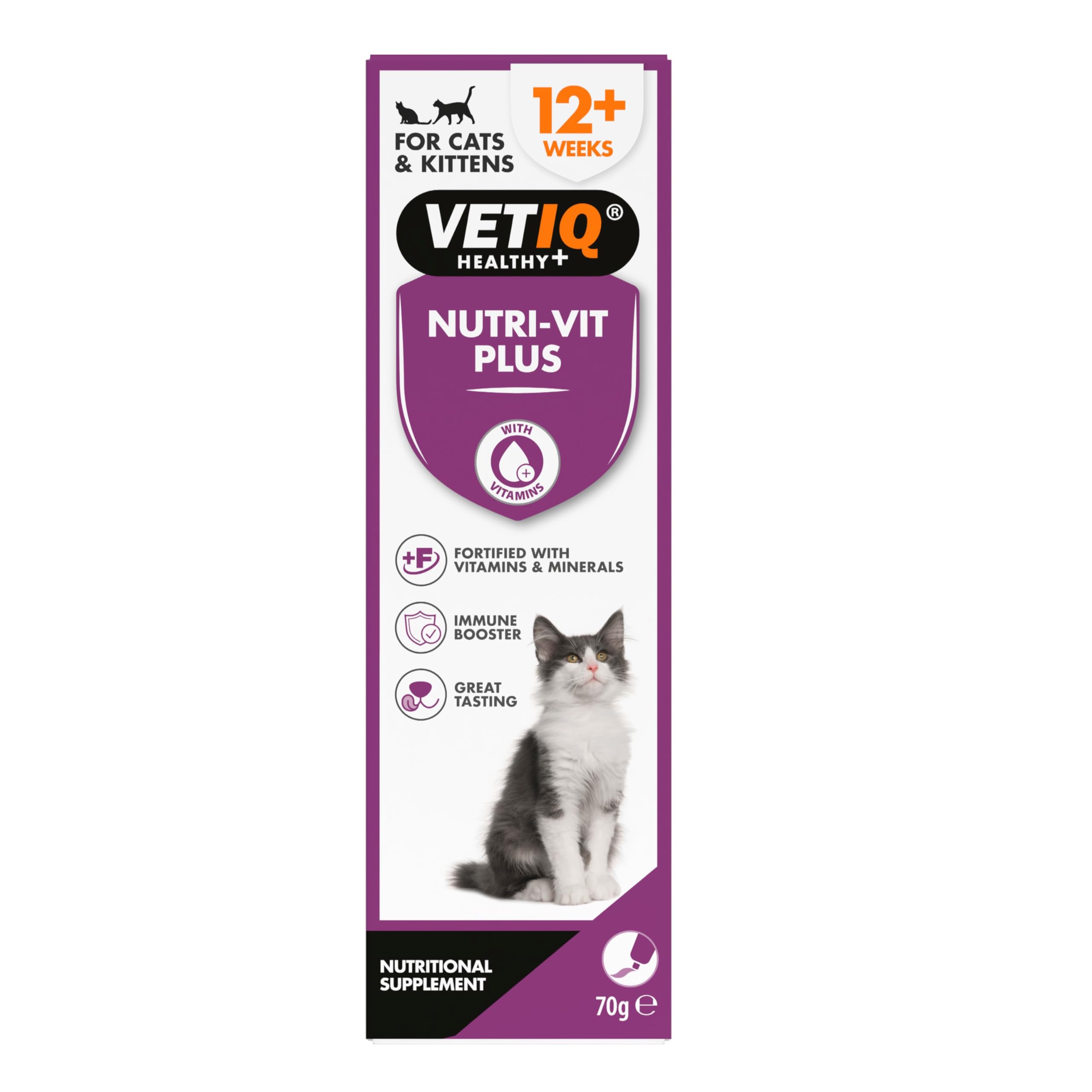 VETIQ Nutri-Vit Plus Immune Booster Nutritional Supplement Paste for Cats & Kittens 12+ Weeks Recovering from Illness, Helps to Provide Extra Energy & Nutrition, 70 g (Pack of 1) โ image 1