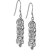 Sterling Silver Diamond-Cut and Polished Cascading Circles Dangle Earrings