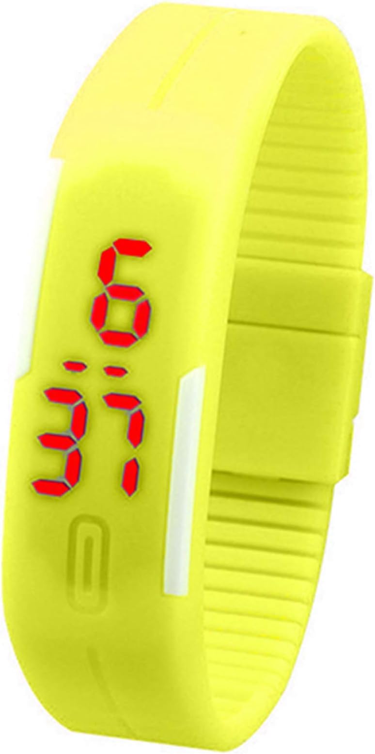 K3 Fashion Ultra Thin Led Watch Unisex Digital Sports Watch for Men Women Kids_Yellow