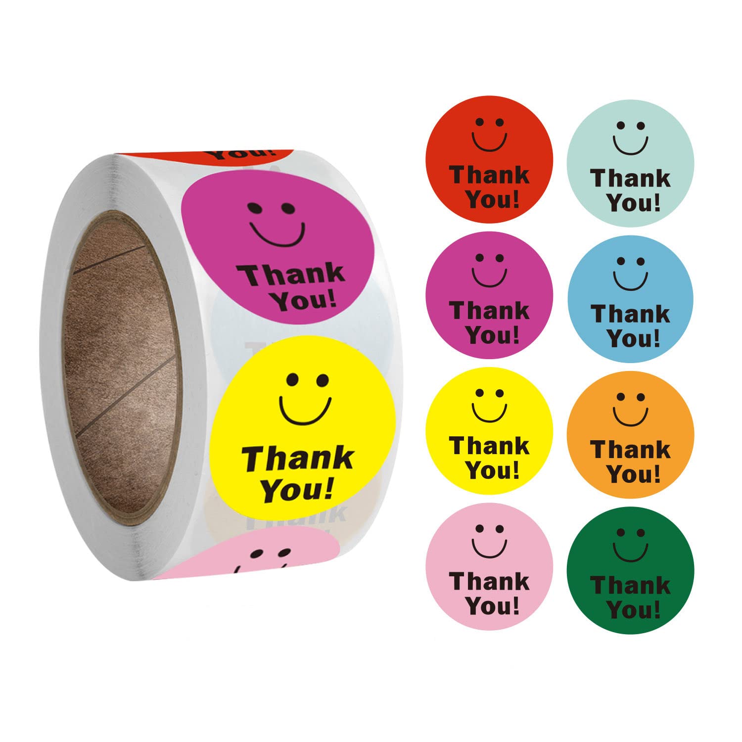 CHUANGOU Orangext 500pcs Smile Face Thank You Sticker Labels for Smiley Face Packaging Bags Box Gifts Seal Stickers