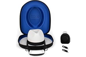 Anysiny Hat Box for Travel-Crush Proof Hat Travel Case for Fedora Hats Holder Storage Box Organizer Cap Carrier with Adjustable Carry Strap (04-Black Blue)