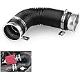 Sporacingrts Universal Multi Adjustable 77mm Flexible Cold Air Intake Pipe Inlet Hose Turbo Multi Flexible Air Intake Pipe Silver Connector Compatible with Universal Car