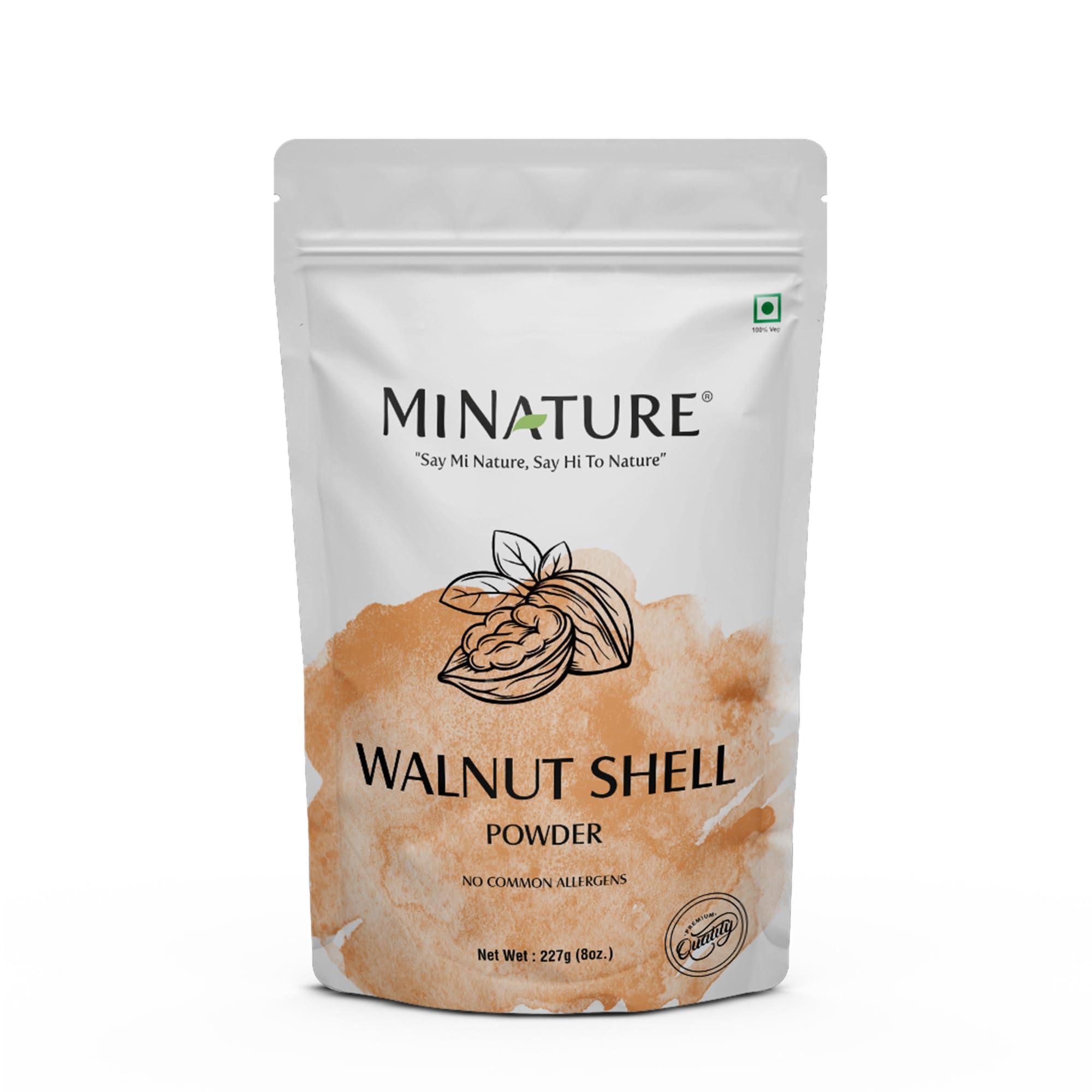 Mi Nature Walnut Shell Powder | No Silica or Any Artifical Additives| Cleans toxin |For Homemade Natural Scrub Formula| 100% Pure, Natural Herbal Vare | 227g