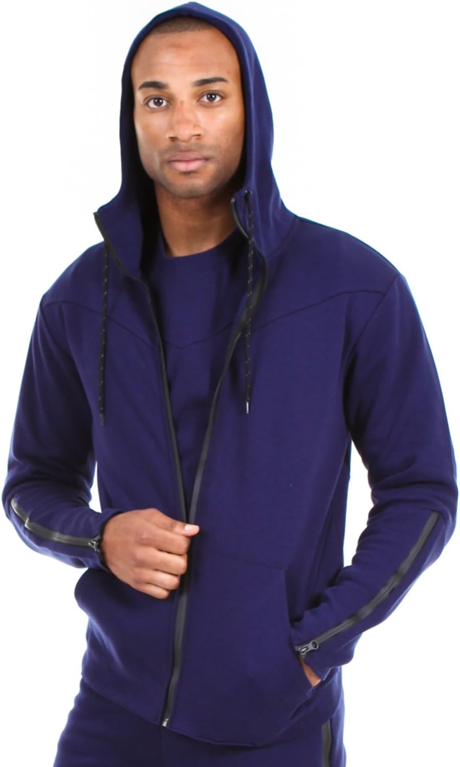 Royal Blue Apparel Men's Tech Fleece Athletic Zip Up Hoodie (Navy, Large)