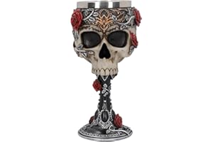 Nemesis Now B4327M8 Gothic Roses Goblet 18cm Black, Resin w/Stainless Steel Insert, One Size