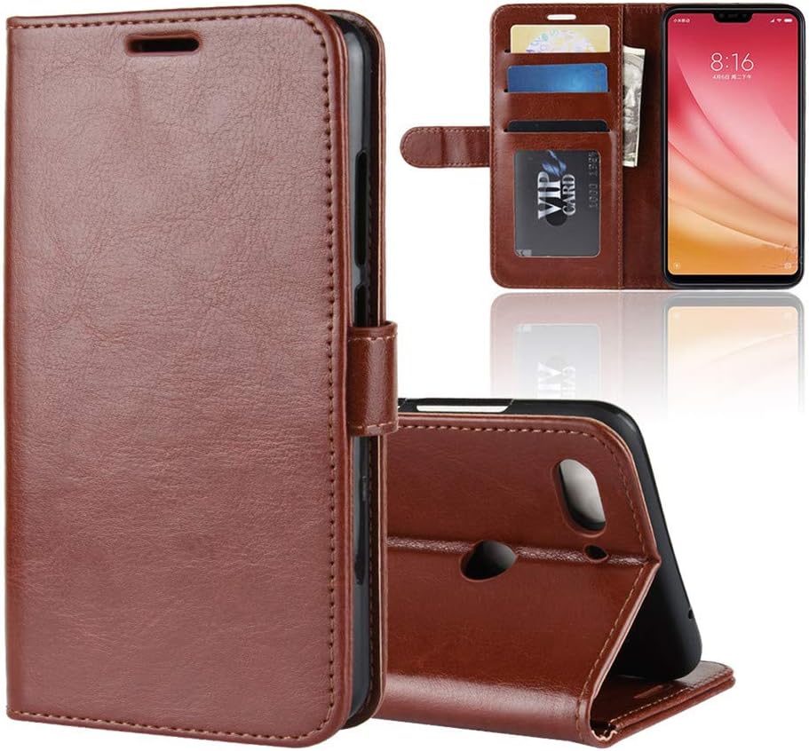 Xiaomi Mi 8 Youth/Xiaomi Mi 8 Lite Case Shockproof Leather Phone case Wallet Folding Flip Protective Case Cover with Card Holders, for Xiaomi Mi 8 Lite (Brown)