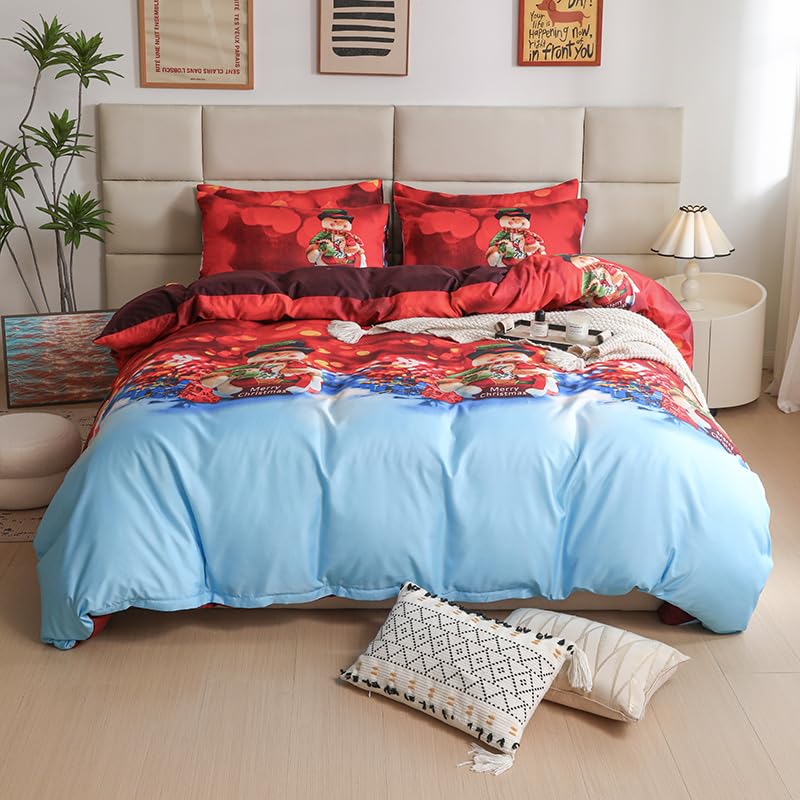 Father Christmas Royal Santa Claus Merry Santa Xmas Kitty Duvet Quilt Cover & Pillowcase Bedding Set Multi-Colour Snowman Presents Set Ultra Soft Easy Care, Modern Design (Christmas Bears, S-King) — image 1