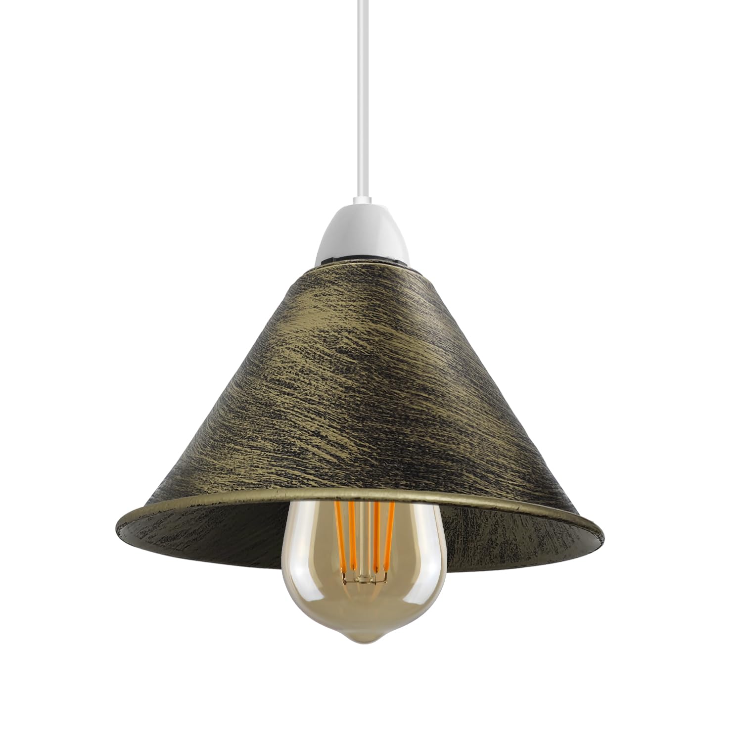 LEDSone Metal Lamp Shades,18cm Light Shade Modern Lampshades for Ceiling Lights Table Lamps and Floor Lamps, Easy Fit Rustic Pendant Light Shades Ceiling for Living Room, Bedroom (Brushed Brass) — image 1