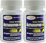 Acetaminophen PM Extra Strength Pain Reliever, Fever Reducer, Antihistamine & Nighttime Sleep Aid Generic for Tylenol PM Acetaminophen 500 mg & Diphenhydramine 25 mg 50 Caplets per Bottle PACK of 2 Total 100 Caplets