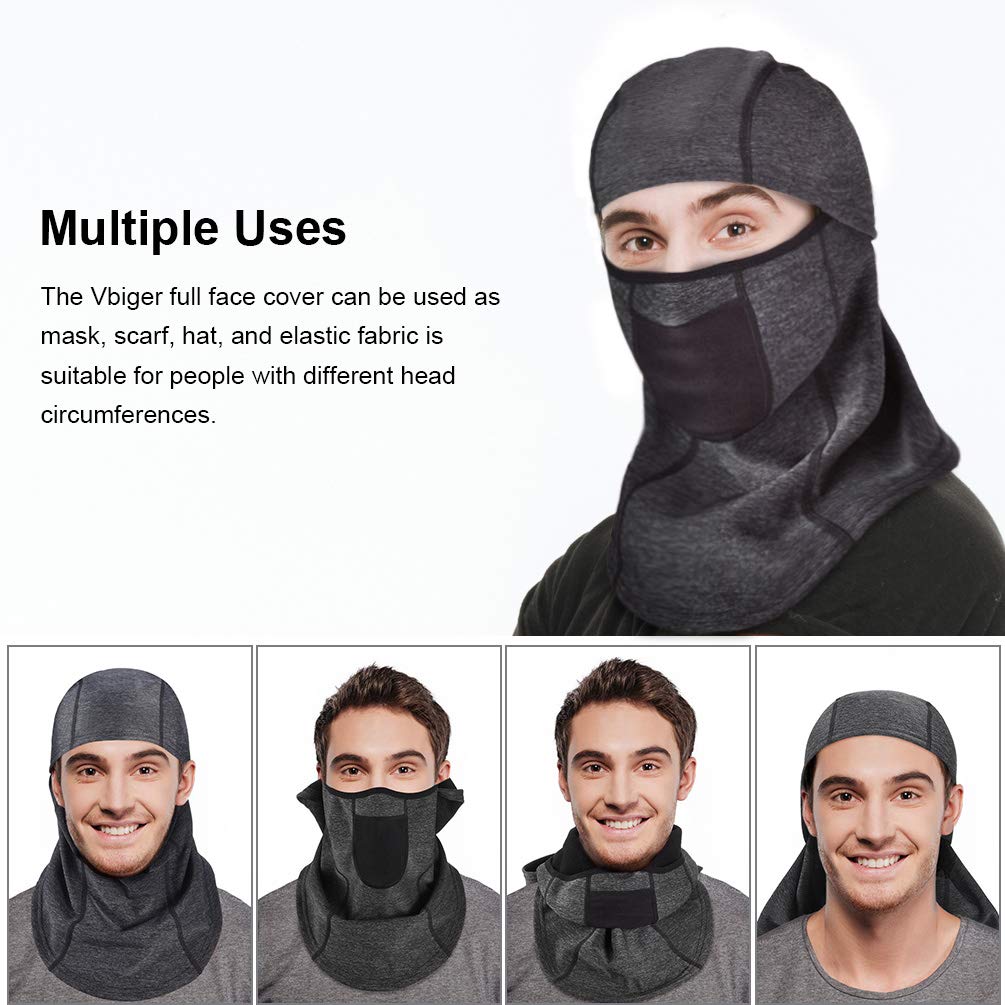 VBIGER Winter Balaclava Face Mask Windproof Ski Mask Cold Weather Face Mask for Men Women (Black)
