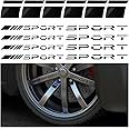 Ziciner 14 Pcs Car Decal Stickers, Auto Sport Emblem Reflective Stickers, Racing Sport Logo Waterproof Decals for Car Truck Wheel Rim Stripe Rear Bumper and Mirror Laptop Decoration (Black)