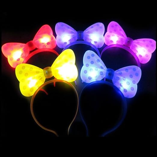 Led Headbands (12 PCS) LED Ears ,LED Flashing Light up Bow Hair Band
