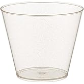 Oojami 100 Count Gold Glitter Plastic Party Cups 9 oz – Elegant Disposable Old Fashioned Tumblers for Weddings, Birthdays, Showers, Holidays, Cocktails, and Special Event Drinkware