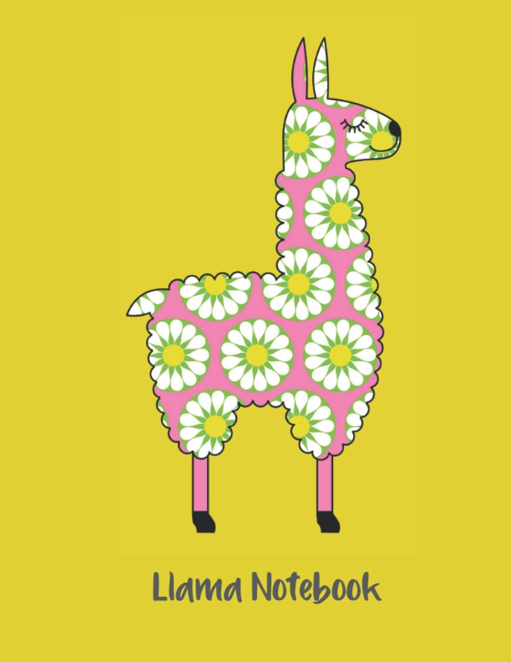 Llama Notebook: Wide Ruled Paper And 100 Pages - Cute Llama Retro Notebook In Yellow With Daisies