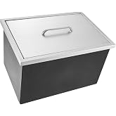 VEVOR Drop in Ice Chest, 20" L x 14" W x 12" H Stainless Steel Ice Cooler, Commercial Ice Bin with Cover, 40 qt Outdoor Kitchen Ice Bar, Drain-Pipe and Drain Plug Included, for Cold Wine Beer