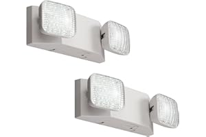 GZRUIYANG Emergency Lights with Battery Backup, LED Commercial Emergency Lighting Fixtures Two Head Adjustable, UL 924 Certified, Hardwired Emergency Exit Light for Business - 2 Pack(White)