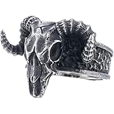 Sinoyp Ram Goat Ring Stainless Steel Gothic Worship Jewelry Baphomet Demon Horned Rings