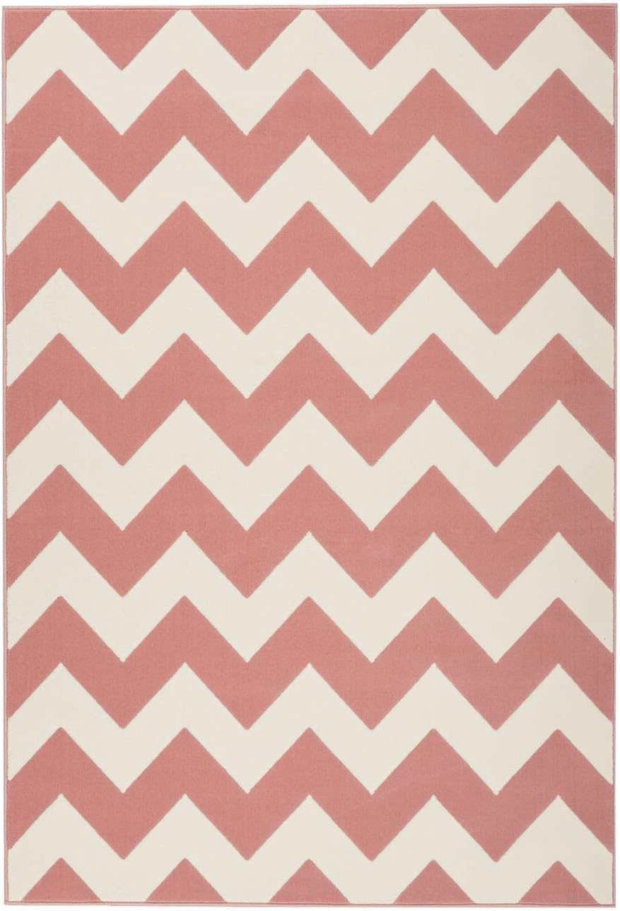 One Couture Carpet Zig Zag Pattern Pattern Scandi Design Rugs Elfenbein Cream Pink - Ivory/Pink, 160cm x 230cm