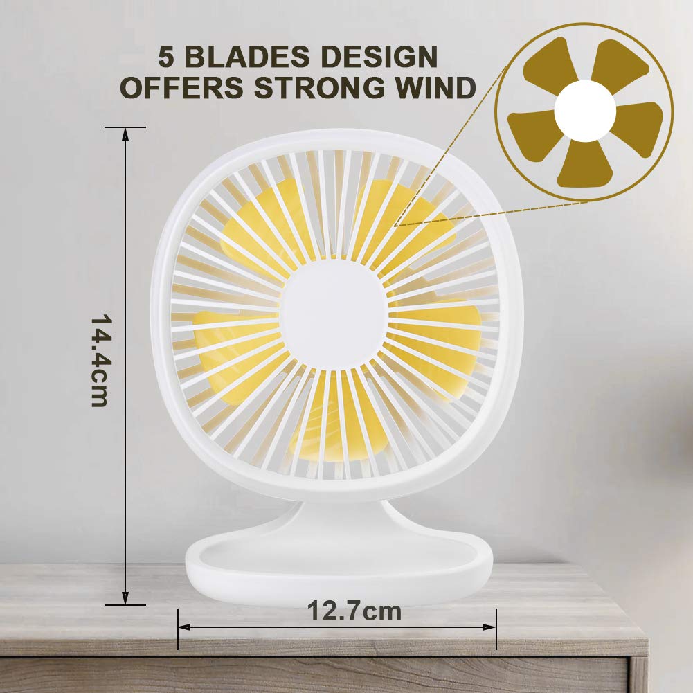 AYOUYA Desk Fan USB Fan Strong Wind Cooling Fan with Adjustable Head, 3 Speeds, Mini Size Desktop Fan Table Fan Computer Fan for Home Office Outdoor Travel