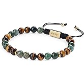 GAVU 6mm AAA Grade Tiger Eye Bracelet for Men, Men's Handmade Adjustable Crystal Beaded Bracelet 6.25"/6.75"/7.5"