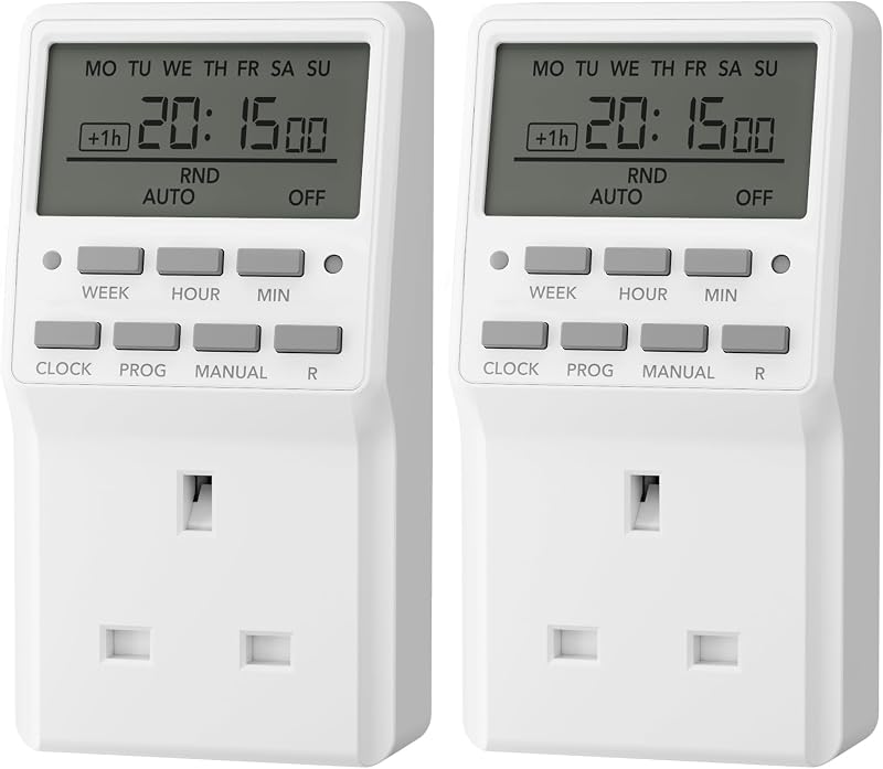HBN 7 Day Digital Timer with Countdown 20 On/Off Weekly Settings 13A