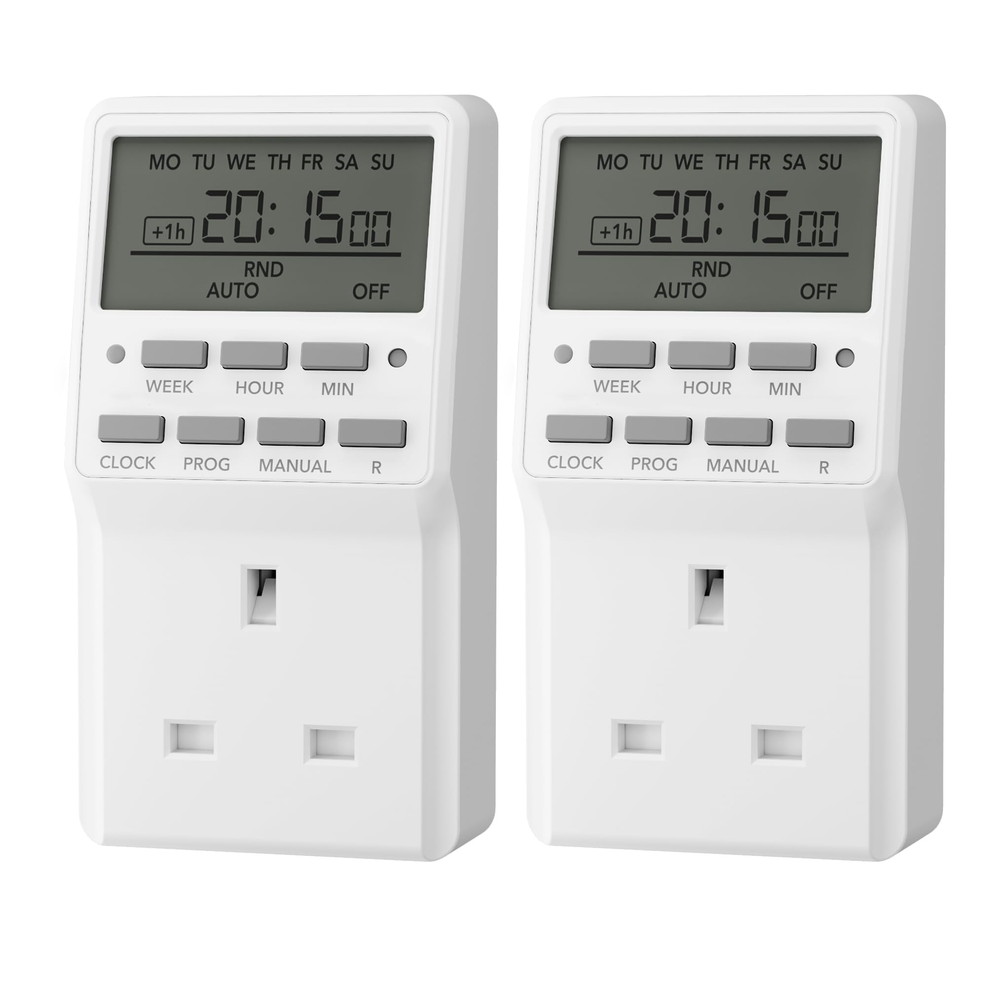 HBN 7 Day Digital Timer with Countdown Setting,Heavy Duty Electrical Socket Plug,20 ON/Off Weekly Settings for Lamp Light,24 Hours Programmable Outlet Timer for Christmas Light(13A,3120W)