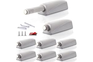 Push to Open Door Latch Cabinet Hardware CBRIVE 8 Pack Magnetic Push Latches & Lock for Hidden Door Heavy Duty Magnet Push Release Drawer Pull Tip on Closet Close Touch Locking Strong Pop Out, Grey