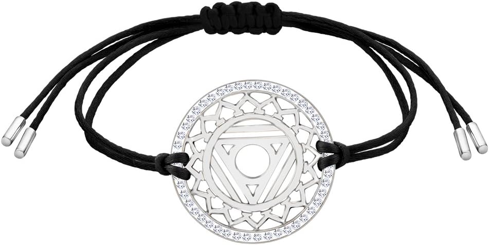 Women's Bracelet with Neck Vishuddha Chakra Pendant in Rhodium-Plated 925 Sterling Silver with Crystal Elements 863358-901