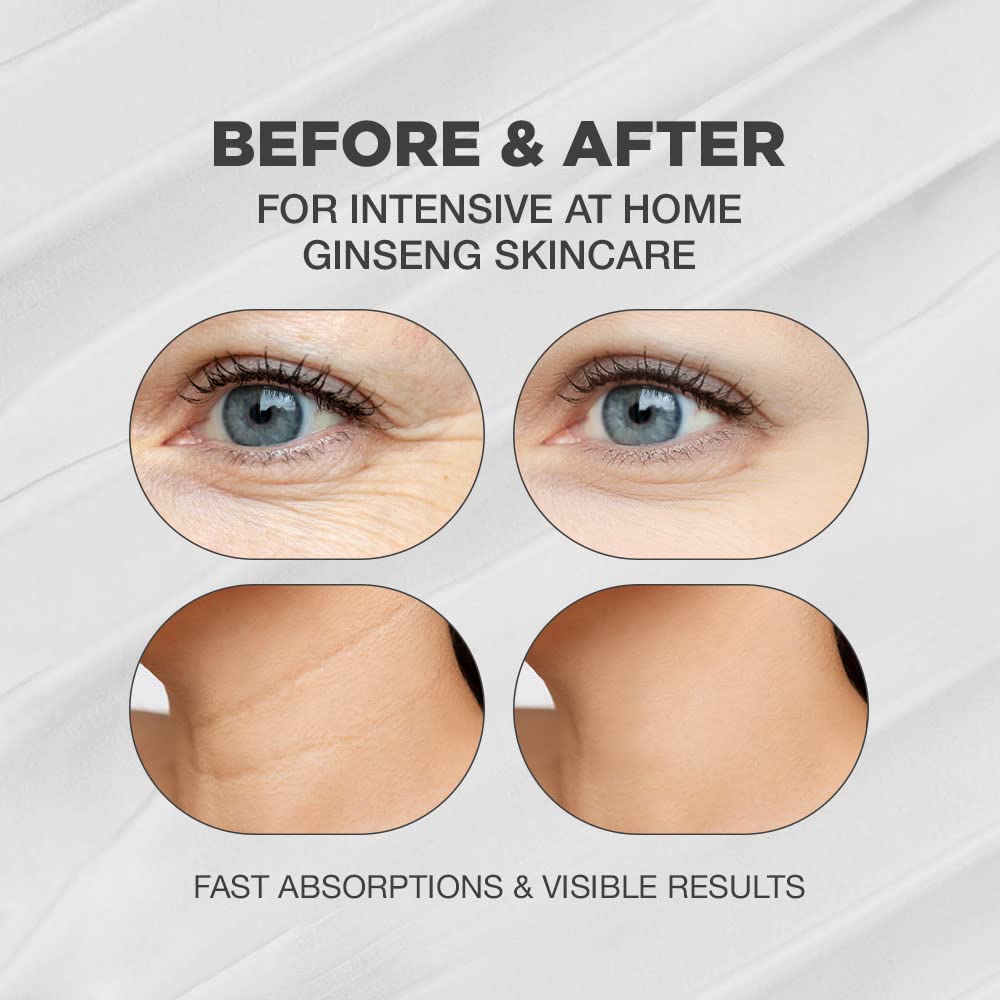 Ginseng Face Cream | Advanced Ginseng Radiance Face Cream | Korean Face Cream | Ginseng Face Cream with 54% Korean Ginseng Extracts | Ginseng Face Cream with Skin Rejuvenating Complex | Korean Ginseng Face Cream Formulated with Ginseng Serum | Korean Ginseng Eye Cream for Sensitive and All Skin Type | Formulated with Korean Ginseng, Centella Asiatica, Rosemary and Other Natural Ingredients | Use w