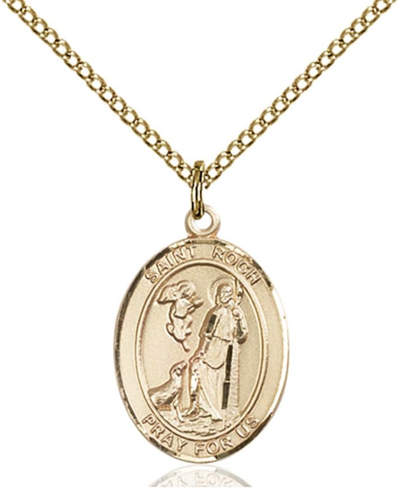Bonyak Jewelry St. Roch Hand-Crafted Oval Medal Pendant in 14kt Yellow Gold-Filled