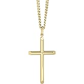 Amazon Essentials Mens Solid Tubular Cross Pendant Necklace, 24"
