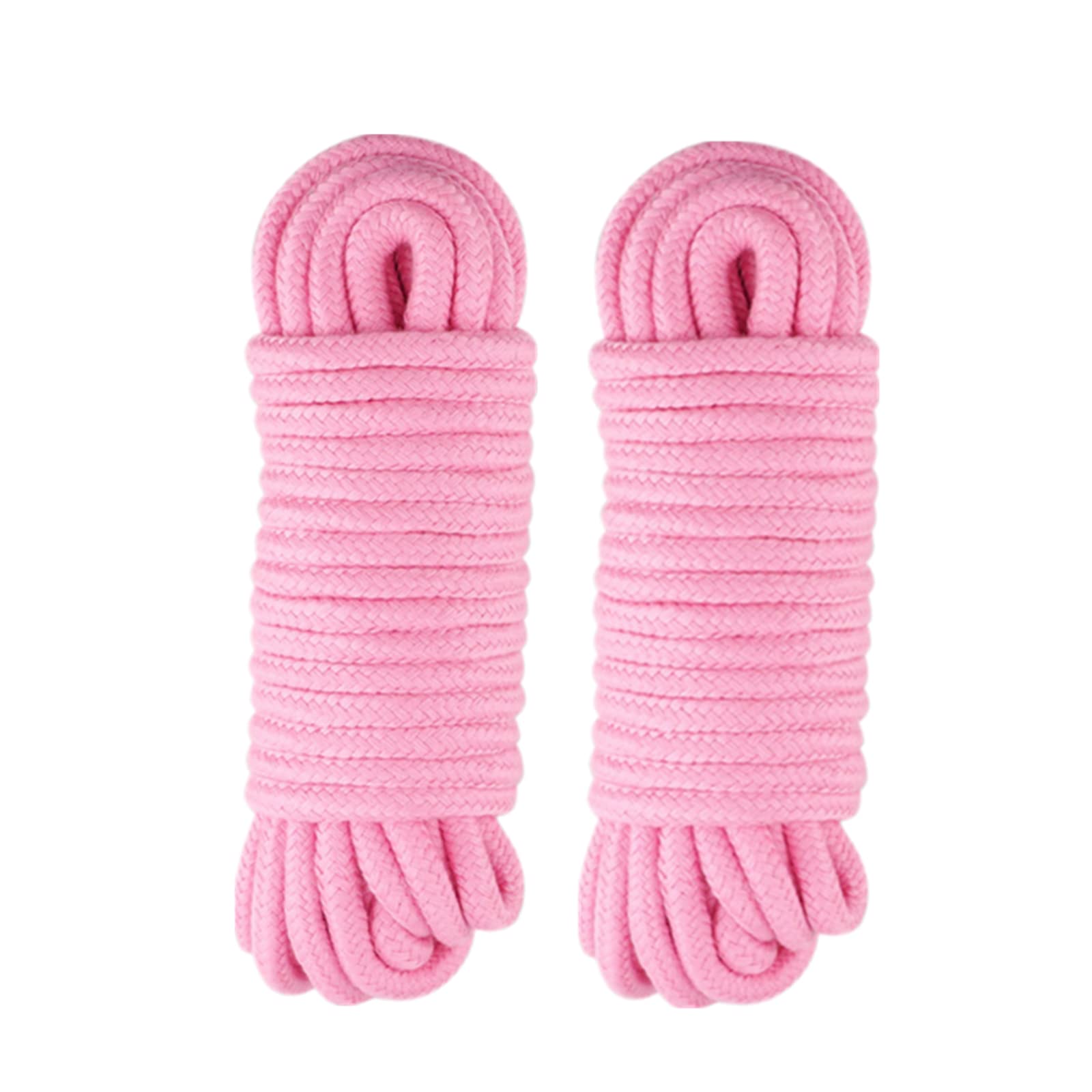 WUWYOUWL Soft Cotton Rope Cord, 2PCS 10 M/33 Feet 8 MM All Purpose Rope Craft Rope Thick Cotton Twisted Cord (Pink)