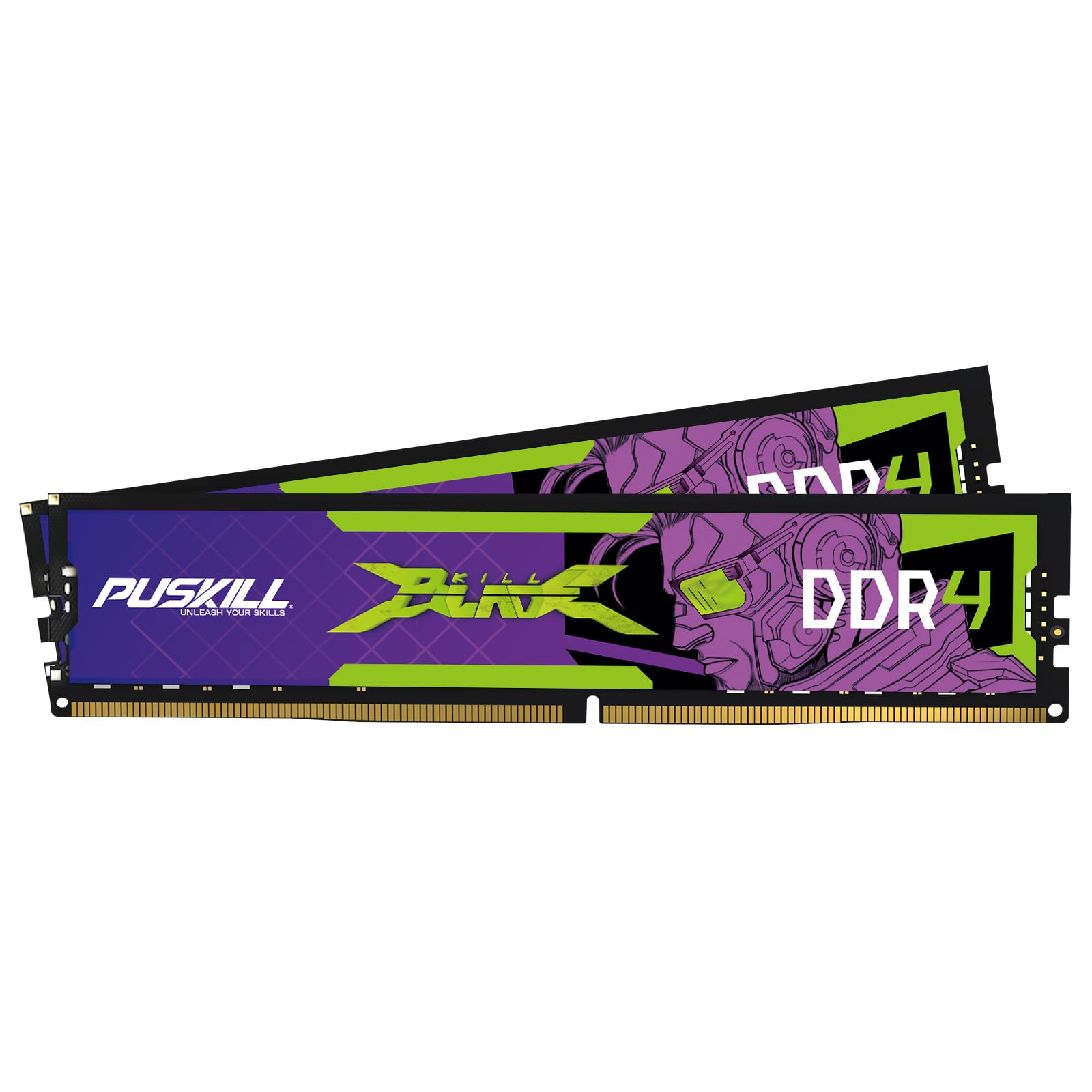 Photo 1 of PUSKILL DDR4 32GB (2x16GB) 3200MHz PC RAM | CL16-18-18-42 | 1.35V | Desktop Memory Kit for Gaming and High-Performance Computing | Compatible with Intel & AMD