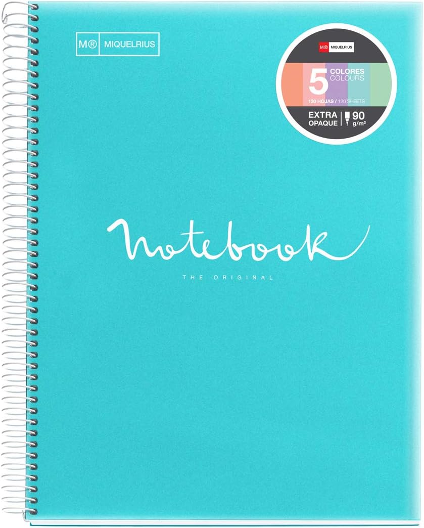 Miquelrius A4 Spiral Bound Plastic Cover Notebook Unica Sky Blue