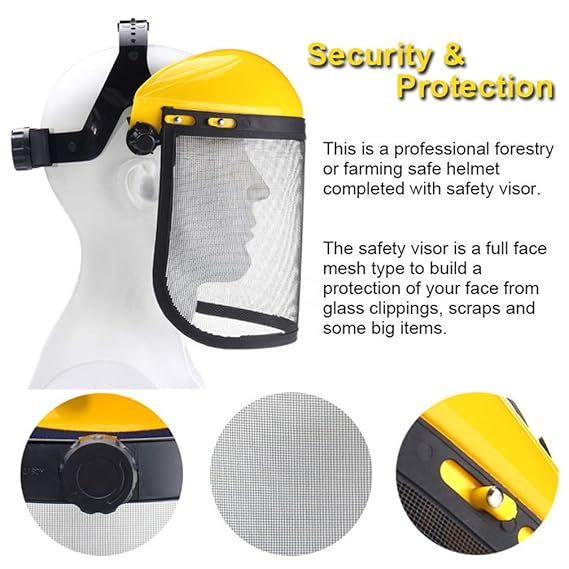 Arbeitsschutz mit Metallgitter-Visier, Gesichts- und Kopfabdeckung, Insekten-resistente Schutzmaske für Gartenarbeiten, Mähen