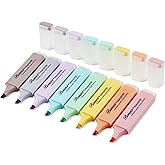 BONACE Pastel Highlighters,Chisel Tip Marker Pen,8 Assorted Macaron Colors Highlighter Pens, Mini Highlighters,Water Based, Q