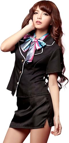 Amazon Anna Mu ハロウィン 仮装 スチュワーデス Ca キャビンアテンダント コスプレ 衣装 女性用 コスチューム 黒 M Z800 77 コスプレ 仮装 通販