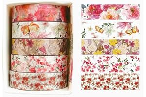 5 Rolls Washi Tape Set Border Decorative Tapes Scrapbook Stickers Junk Journaling Supplies for Scrapbooking DIY Arts and Craf