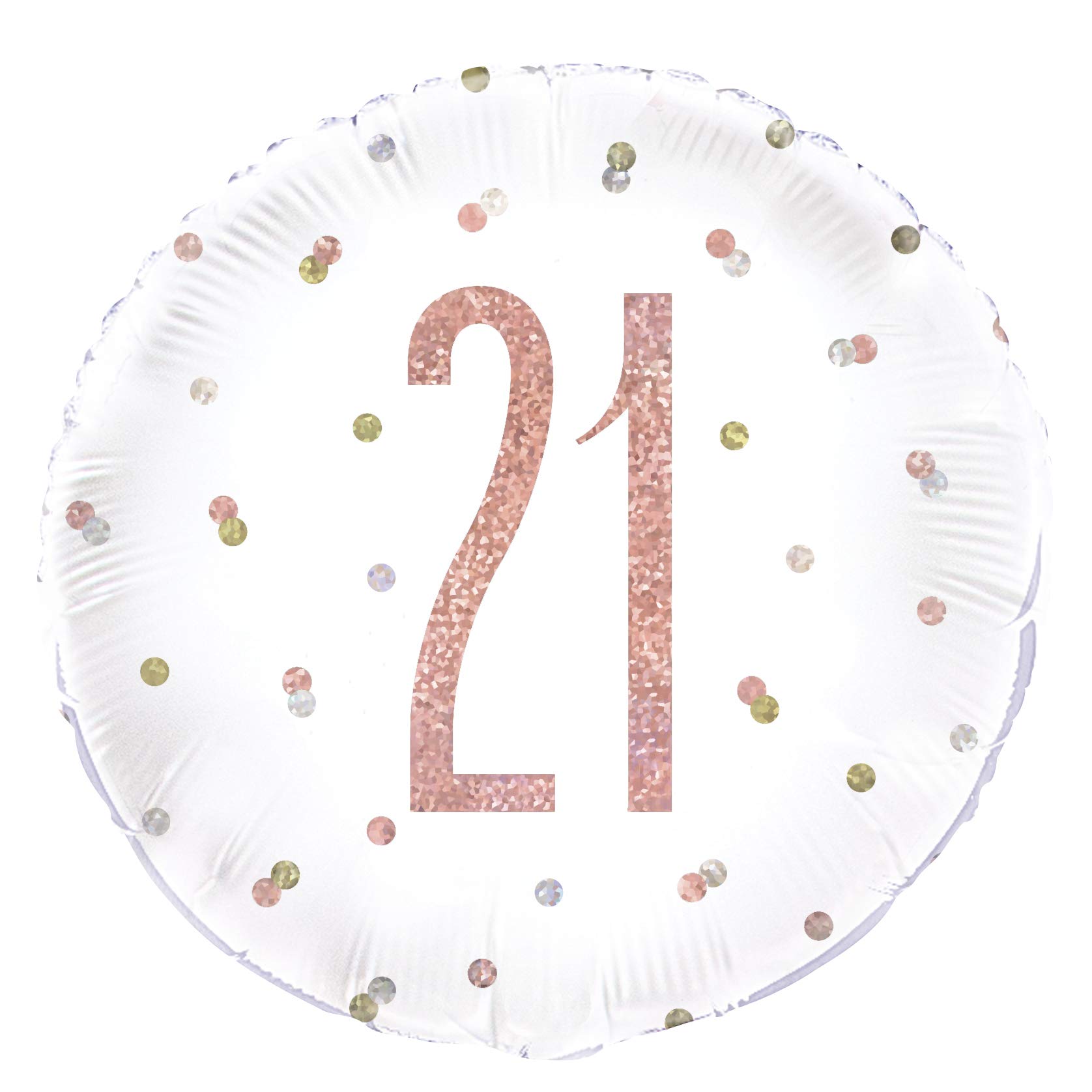 Dazzling Rose Gold 21st Birthday Glitz Round Foil Balloon (45cm) - Perfect for Birthday, Annivesaries & Memorable Celebrations - 1 Pc