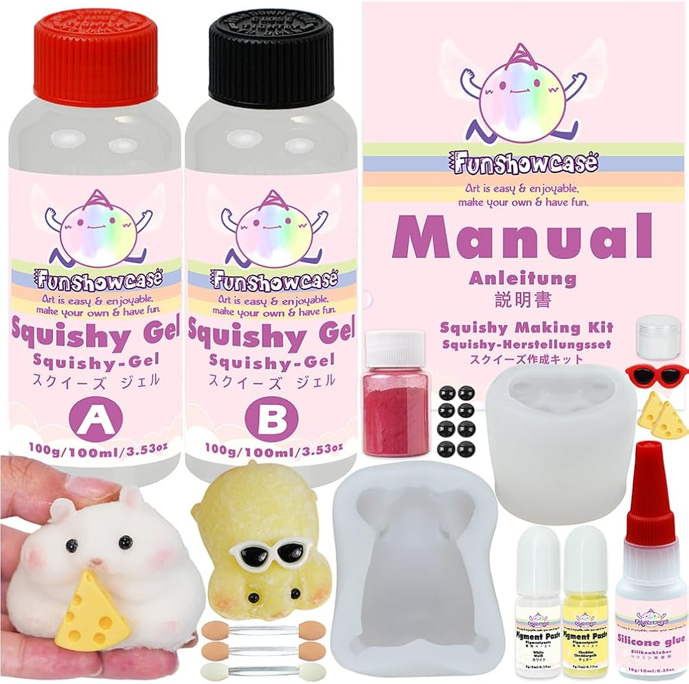 FUNSHOWCASE Taba Squishy Maker 2 Hamster Silicone Molds Gel Kits DIY Pack