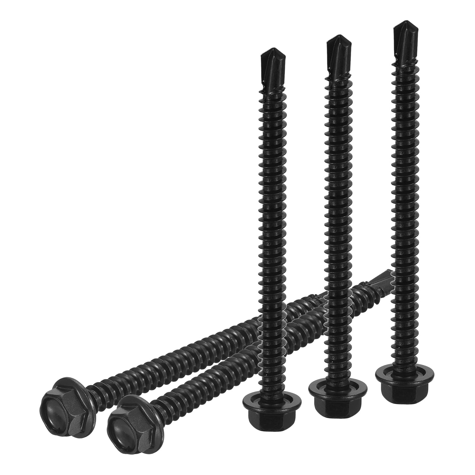 DTGN #10x3" Hex Washer Head Self Drilling Screws - 50Pack - Good for Machine - 410 Stainless Steel Black Oxide - Self Tapping Sheet Metal Screws — image 1