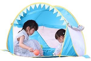 Free Swimming Baby Pop Up Baby Beach Tent with Pool,Portable Shark Sun Shelter Tent with UPF UV 50+ Protection for Toddler Aged 3-72 Months (Blue)
