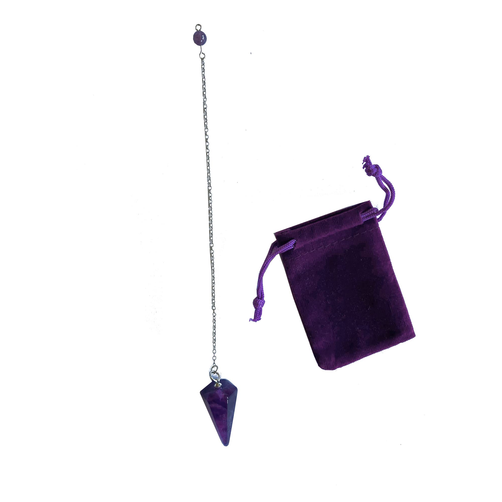 Unisex Crystal Pendulum Natural Amethyst Stone Hexagonal Vintage Pendulum for Dowsing Chakra Reiki Divination Meditation Wicca — image 1
