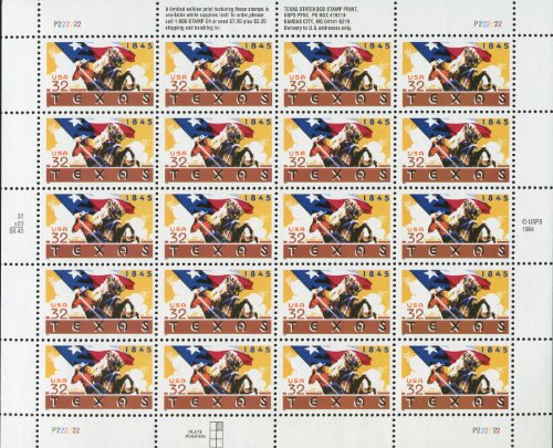 Texas Twenty 32 Cent Collectible Stamps 1994 Scott 2968 by USPS