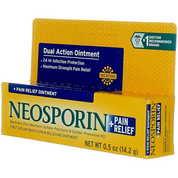 NEOSPORIN + MAXIMUM-STRENGTH PAIN RELIEF DUAL ACTION OINTMENT, FIRST AID TOPICAL ANTIBIOTIC & ANALGESIC OINTMENT FOR 24-HOUR INFECTION PROTECTION WITH BACITRACIN ZINC & PRAMOXINE HCL,.5 OZ
