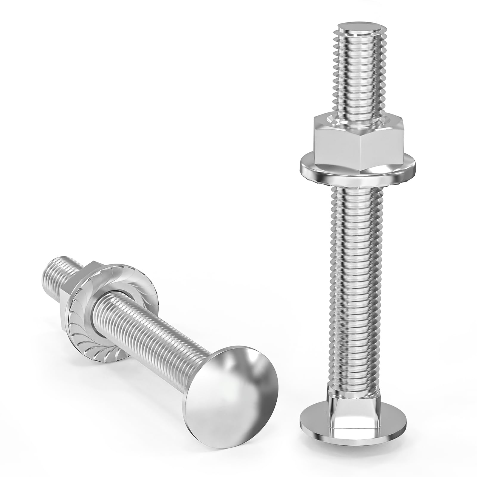ORTAVA Carriage Bolts M8 x 60 Galvanised DIN 603 (Pack of 20) Fully Threaded with Hex Flange Nut, Made of Carbon Steel, Half Round Head Square Lock Screws