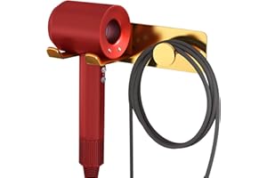 FLE Hair Dryer Holder Wall Mounted, Stainless Steel Self Adhesive Blow Dryer Holder Rack for Dyson Supersonic Hair Dryer,Gold