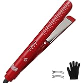 Quico Hair Straightener, 110-240V Global Travel Hair Straighteners for Women, 15s Fast Heating, Professional Negative Ion Flat Iron, Temp Memory, 320℉-450℉, Auto-Off, with Glove and Clips, Gift, Red