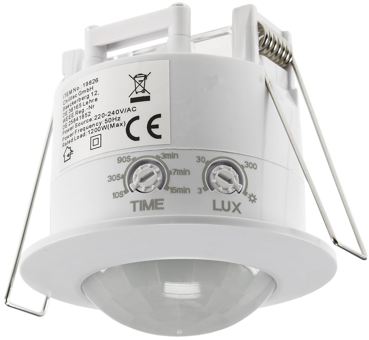 Ceiling Mounted Motion Sensor 360° 230V/1200W, 6m Detection, White